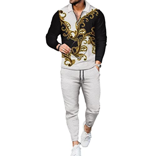 Osheoiso 2-Teiliges Herren T-Shirt Hosen und Lang Jogginganzug Langarm Daily Set Home Wear Casual Outfits Trainingsanzug Fitnessanzug Sportanzug Herbst Winteranzug B 12 M von Osheoiso