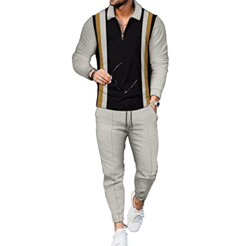 Osheoiso 2-Teiliges Herren T-shirt Hosen und Jogginganzug Langarm Daily Set Casual Outfits Trainingsanzug Fitnessanzug Sportanzug Herbst Winteranzug B 8 M von Osheoiso