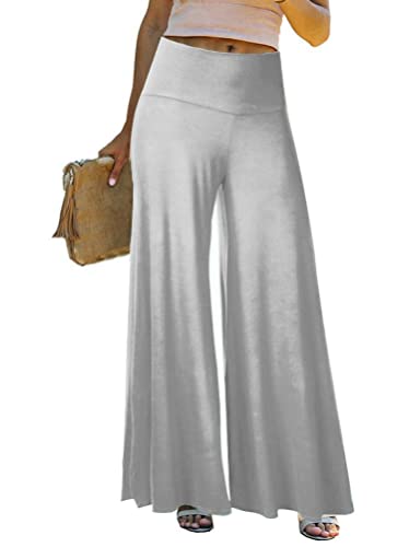 Osheoiso Damen Culottes Weites Bein Pumphose Haremshose Basic Einfarbig Leichte Jogginghose Strandhose Hohe Taille Elastischer Bund Loose Freizeithose Große Größe A Grau 4XL von Osheoiso