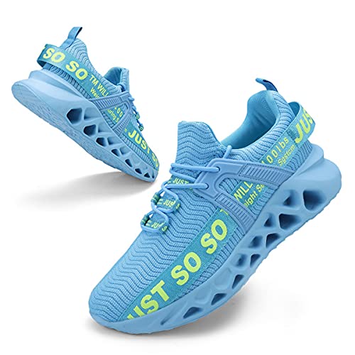 Osheoiso Damen Laufschuhe Walking Athletic für Frauen Casual Slip Fashion Sports Outdoor-Schuhe Blau Gelb 37 EU von Osheoiso
