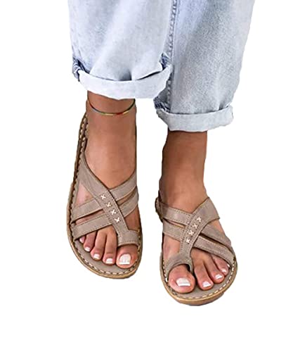 Osheoiso Damen Sandalen Bequeme Plattform Pantoletten Zehentrenner Hausschuhe Sommer Strand Reise Schuhe Flach Flip Flops Grau 38 EU von Osheoiso