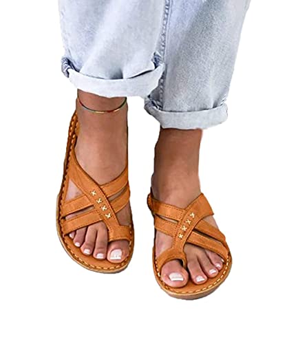 Osheoiso Damen Sommer Big Toe Fußkorrektur Sandale Frauen Bunion Corrector Schuhe Sommer Strand Reise Schuhe Pantolette Big Toe Hallux Valgus Für Die Behandlung Braun 39 EU von Osheoiso