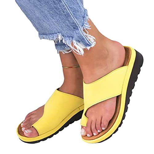 Osheoiso Damen Sommer Big Toe Fußkorrektur Sandale Frauen Bunion Corrector Schuhe Strand Reise Schuhe Pantolette Big Toe Hallux Valgus Für Die Behandlung Schuhe Dicker Hausschuhe Gelb 40 EU von Osheoiso