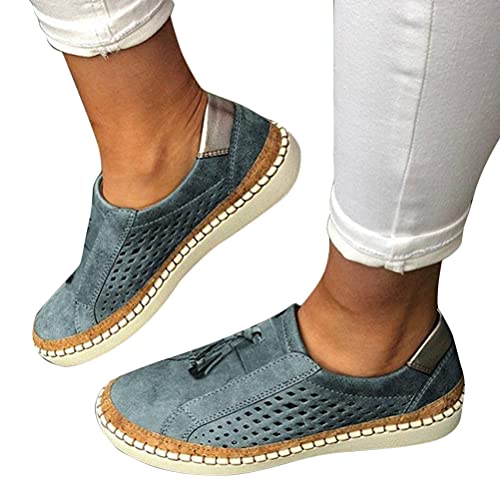 Osheoiso Flache Schuhe Damen Übergrößen Lässige Slip On Loafer Schwarze Katze Einzelschuhe Atmungsaktiv Turnschuhe Outdoor Sportschuhe Laufschuhe Frühling Sommer Herbst Winter B Blau 43 EU von Osheoiso