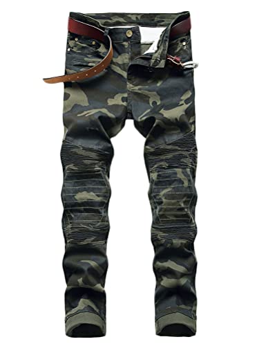 Osheoiso Herren Jeans Hose Slim Fit Denim Lange Destroyed Jeanshose für Männer Vintage Hip Hop Hose Coole Jungen Stretch Freizeithose Herbst Cargo Chino Hose D3 34 von Osheoiso