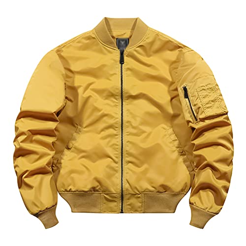 Osheoiso Herren Verdicken Bomberjacke Mode Übergangsjacke Freizeitjacke Sportjacke Casual Top Uniform Kostüme Zip Herren Wasserfeste Jacke D Gelb 4XL Osheoiso Herren Verdicken Bomberjacke Mode Übergangsjacke Freizeitjacke Sportjacke Casual Top Uniform Kostüme Zip Herren Wasserfeste Jacke D Gelb 4XL von Osheoiso