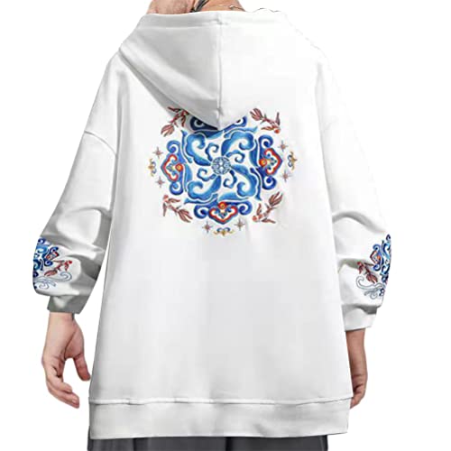 Osheoiso Techwear Japanischer Harajuku Damen Plüsch Streetwear Kapuzenpullover Hoodie Pullover Bedruckter Hip Hop Teenager Hoodie Sweatshirt mit Kapuze Große Größe C Weiß 3XL von Osheoiso