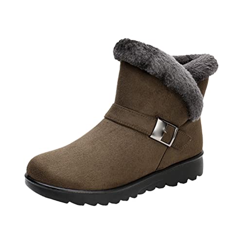 Osheoiso Winterschuhe Wildleder Damen Winterstiefel Warm Gefüttert Schneestiefel Mädchen Stiefeletten Winter Kurzschaft Stiefel Bequem Schuhe Wanderschuhe A Armeegrün 36 EU von Osheoiso