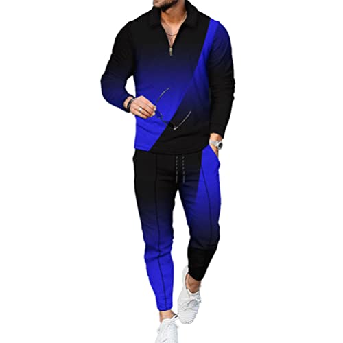 Osheoiso Zweiteiler Herren T-Shirts + Hose Langarm Trainingsanzug Männer 2-Teiliges Sportbekleidung Jogginganzug Sportanzug Fitnessanzug Freizeitanzüge B 5 L von Osheoiso