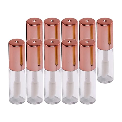 Oshhni 10 Stück Lipgloss-Röhrchen, Lippenbalsam-Behälter, Röhrchen, transparent, DIY-Kosmetikzubehör, Mini-Lippenöl-Röhrchen für Frauen und Mädchen, DIY, Roségold von Oshhni