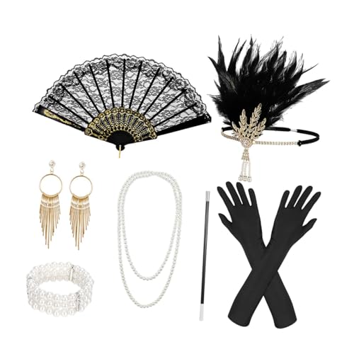Oshhni 1920er-Jahre-Accessoires-Set für Damen, Stirnband und Kopfbedeckung für Bühnenauftritte, Style A von Oshhni