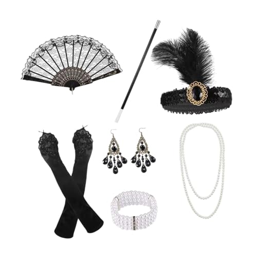 Oshhni 1920er-Jahre-Accessoires-Set für Damen, Stirnband und Kopfbedeckung für Bühnenauftritte, Style B von Oshhni