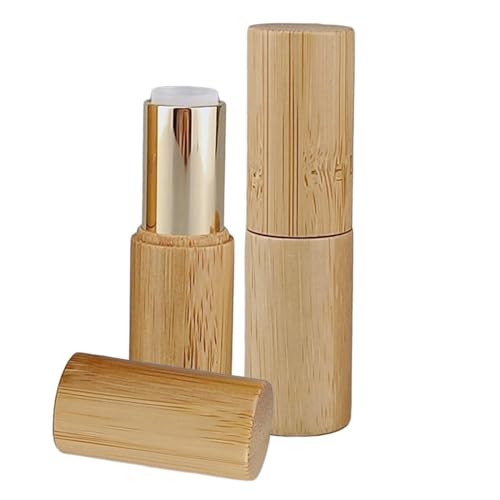 Oshhni 2 Stück leere Lippenstift-Röhren aus Bambus, Lipgloss-Röhren, 5 g, Mini-Lippenbalsam-Flasche für Mädchen und Frauen, Make-up, Valentinstagsgeschenk, C von Oshhni