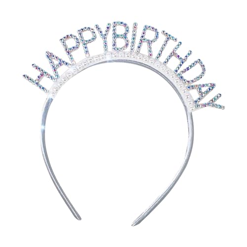 Oshhni Alles Gute zum Geburtstag-Stirnband, Geburtstags-Haarkronen-Reifen, alles Gute zum Geburtstag-Haarband, Geburtstags-Tiara für Party-Accessoires für, Bunte Strasssteine von Oshhni