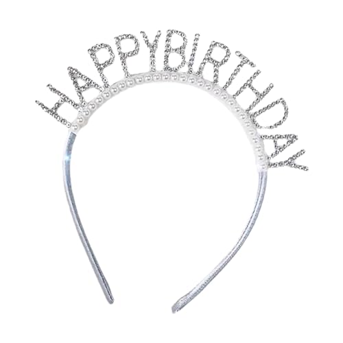 Oshhni Alles Gute zum Geburtstag-Stirnband, Geburtstags-Haarkronen-Reifen, alles Gute zum Geburtstag-Haarband, Geburtstags-Tiara für Party-Accessoires für, Klare Strasssteine von Oshhni