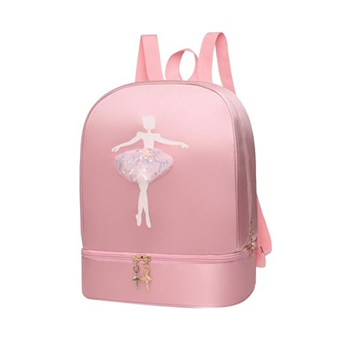 Oshhni Ballett-Tanz-Rucksack, Mädchen-Ballerina-Tasche, Kinderrucksack mit separaten Schuhfächern für Latein-Tanz, Rosa von Oshhni