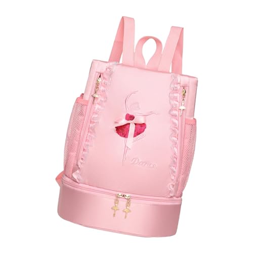 Oshhni Balletttasche, Tanzschuhtasche, langlebige Aufbewahrungstasche, niedliche Ballett-Tanztasche für Mädchen, Tanztasche für Geburtstag, Fitness, Tanzen, Stickerei rosa von Oshhni