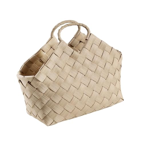Oshhni Blumenkorb, gewebte Handtasche, Heimdekoration, handgefertigter Picknickkorb, gewebte Tragetasche für Strand, Geldbörse, Damen, Reisen, l von Oshhni