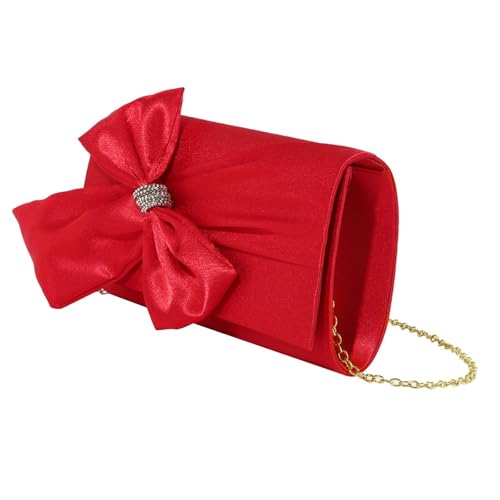 Oshhni Bogenkupplung Geldbeutel Frauen Abendbeutel Leichter Satchel zum Geburtstagsabschluss, Rot von Oshhni