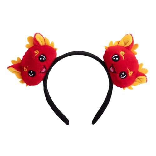 Oshhni Chinesischer Drache Stirnband 2024 Chinesisches Neujahr Stirnband Hairhoop Haarschmuck für Maskerade Mottoparty Cosplay Festival, Doppelter Drachenkopf von Oshhni