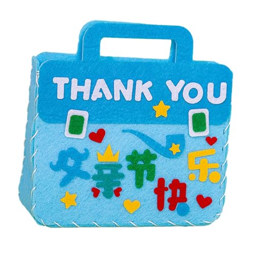 Oshhni DIY Vliesstoff Handtasche Cartoon Handtasche Materialien Kleine Tasche Mädchen Jungen Vatertagsgeschenk Filztasche Lehrmittel Tote, Danke von Oshhni