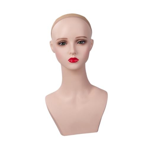 Oshhni Damen Glatze Mannequin Kopf Toupet Halter Profi mit Make-up Manikin Toupee Display Stand Trainings kopf für Mütze von Oshhni