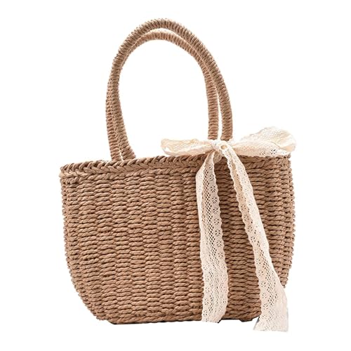 Oshhni Damen Strohtasche Boho Woven Handtasche Leichte Sommer Strand Rattan Tragetasche von Oshhni