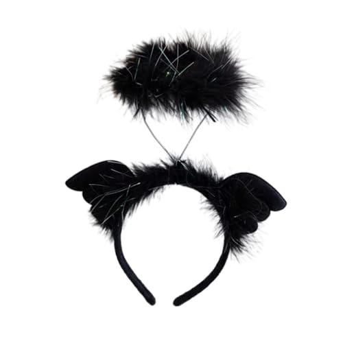 Oshhni Engelsflügel Stirnband Cosplay Haarband Haarband Erwachsene Niedliche Foto Requisiten Kostüm Feder Stirnband Kopfbedeckung für Geburtstagsfeier, von Oshhni