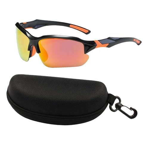 Oshhni Fahrradbrille, leichte Sonnenbrille für Damen und Herren, polarisierte Sonnenbrille, Sport-Sonnenbrille für Outdoor, Baseball, Fahren, Wandern, Rot von Oshhni