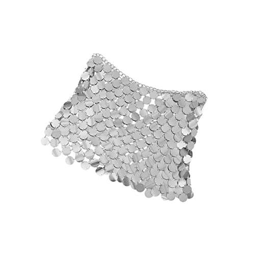 Oshhni Frauen Mädchen Paillettenrock Kurzer Rock Minirock Aushöhlen Taillenkette Körperzubehör Körperkette Badeanzug für Festival Rave, Argent von Oshhni