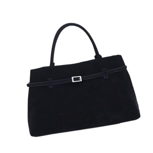 Oshhni Frauen Wildleder Einkaufstasche, Vintage -Stil lässige Wildleder Geldbeutel Slouchy Ladies Handtasche, Schwarz von Oshhni
