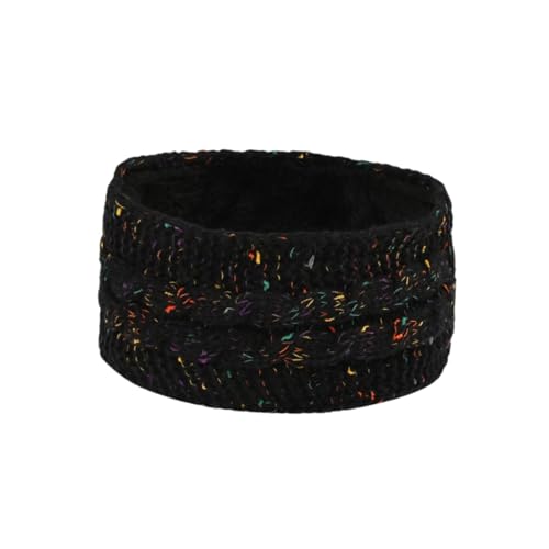 Oshhni Gestricktes Stirnband für Damen, Kopfwickel, Ohrenwärmer, dickes, elastisches Haar-Accessoire, Strick-Stirnband für kaltes Wetter, Erwachsene, Schwarz von Oshhni