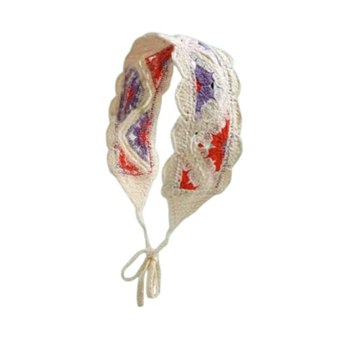 Oshhni Häkeln Sie Haar Bandana Headwrap süße gestrickte Kopfbedeckung für Mädchen Frauen Rollenspiele, Rot-violett von Oshhni