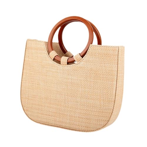 Oshhni Handgewebte Strohtasche, Einzel-Schultertasche mit Innentaschen, abnehmbarem Haken, Sommer-Strandhandtasche, Umhängetasche für Camping, Beige Oshhni Handgewebte Strohtasche, Einzel-Schultertasche mit Innentaschen, abnehmbarem Haken, Sommer-Strandhandtasche, Umhängetasche für Camping, Beige von Oshhni