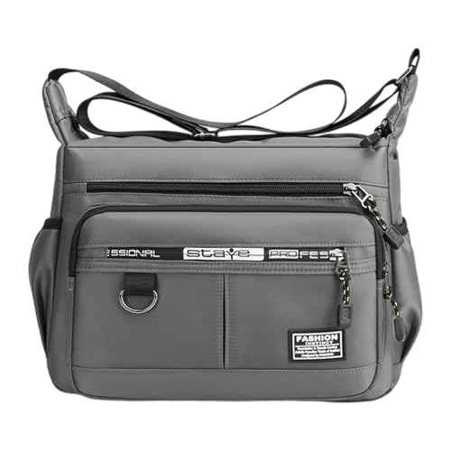 Oshhni Herren Bag Umhängetaschen Leichte Trendige Schultertaschen mit Mehreren Taschen wasserdichte Freizeittasche für Geschäftsreisen, Grau von Oshhni