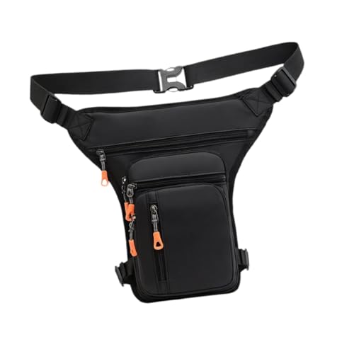 Oshhni Herren Taillenbeutel Hüftbeutel Motorrad Drop Beinbeutel Fanny Pack Beutel Umhängetasche Oberschenkelbeutel für Camping -Reitsportreisen, Seite Reißverschluss Schwarz von Oshhni