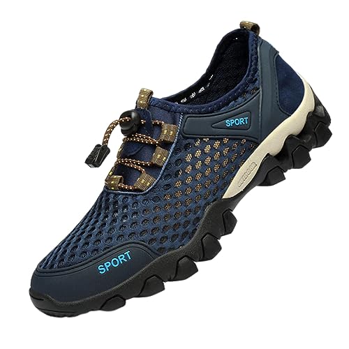 Oshhni Herren-Turnschuhe, Herren-Outdoor-Schuhe, Bergatmungsaktives Mesh, bequeme Herrenschuhe, Herren-Wanderschuhe für Laufen, Sport, Fitnessstudio, , Blau, 44 von Oshhni