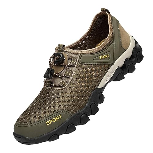 Oshhni Herren-Turnschuhe, Herren-Outdoor-Schuhe, Bergatmungsaktives Mesh, bequeme Herrenschuhe, Herren-Wanderschuhe für Laufen, Sport, Fitnessstudio, , GRÜN, 44 von Oshhni