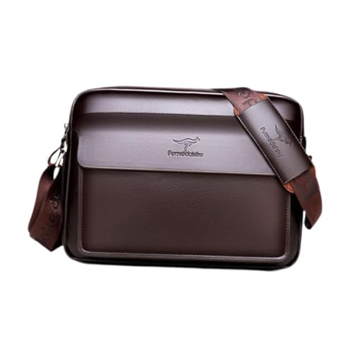 Oshhni Herren Umhängetasche, leichte Arbeitstasche, modischer Reißverschluss, Umhängetasche fürs Geschäft, Braun 20.5x27x7cm von Oshhni