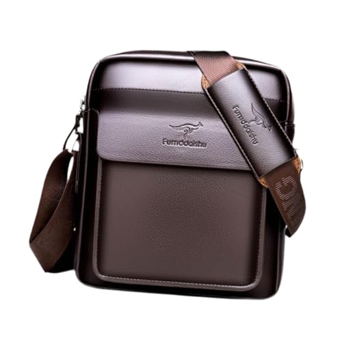 Oshhni Herren Umhängetasche, leichte Arbeitstasche, modischer Reißverschluss, Umhängetasche fürs Geschäft, Braun 26x23x7cm von Oshhni