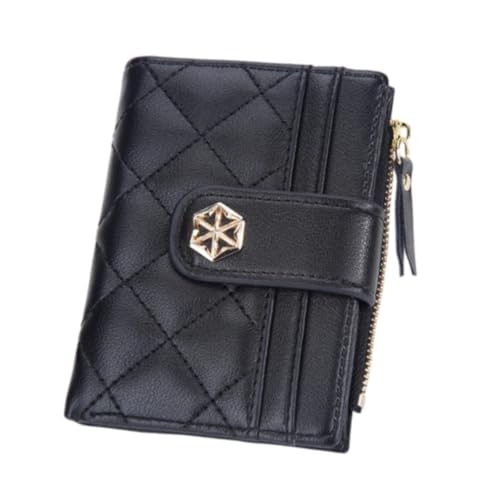 Oshhni Kurze Geldbörse, trendiges, lässiges PU-, kleines Portemonnaie für Reisen und Einkaufen auf der Straße, Schwarz von Oshhni