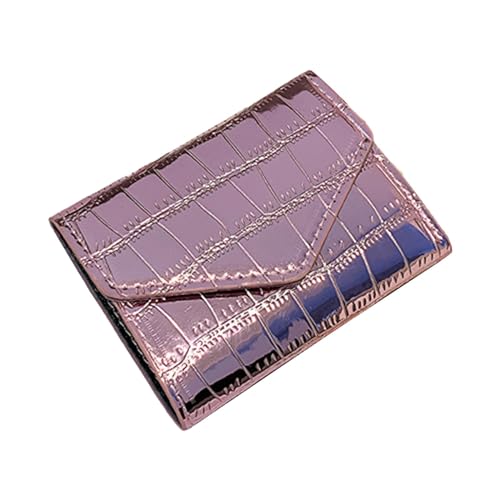 Oshhni Mini Short Fold Wallet Kreditkarteninhaber Ausweisfenster Lässiger Handtaschen-Organizer Minimalistisches tragbares Kleingeldfach Münzgeldbörse, ROSA von Oshhni