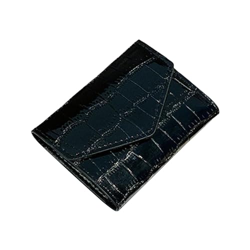 Oshhni Mini Short Fold Wallet Kreditkarteninhaber Ausweisfenster Lässiger Handtaschen-Organizer Minimalistisches tragbares Kleingeldfach Münzgeldbörse, Schwarz von Oshhni