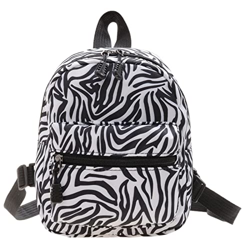 Oshhni Modischer kleiner Rucksack, leichter Damen-Umhängetaschen-Rucksack, Nylon-Rucksäcke für Frauen, Handtasche, Tagesrucksack für Reisen, Wandern, Zebra von Oshhni