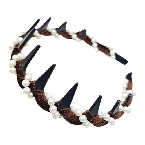 Oshhni Modisches Stirnband, Haarschmuck mit Zähnen, weiße, Haarreif für Frauen, Kaffee von Oshhni