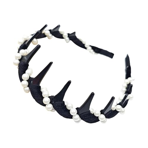 Oshhni Modisches Stirnband, Haarschmuck mit Zähnen, weiße, Haarreif für Frauen, Schwarz von Oshhni