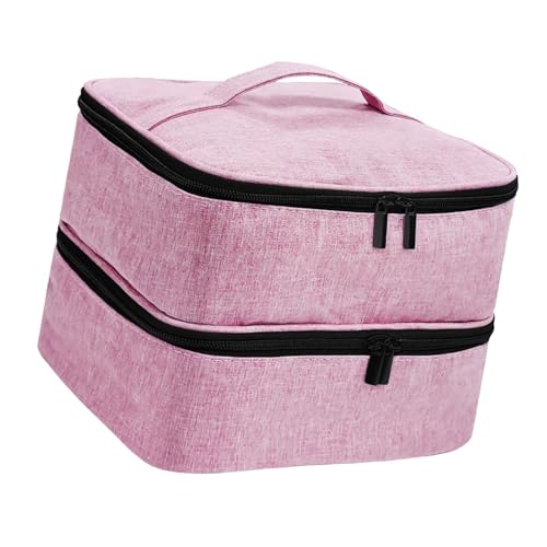 Oshhni Nagellack-Organizer-Etui, doppellagige Tragetasche, Kosmetiktasche, Aufbewahrungstasche für ätherische Öle, Nagelfeilen, ROSA von Oshhni