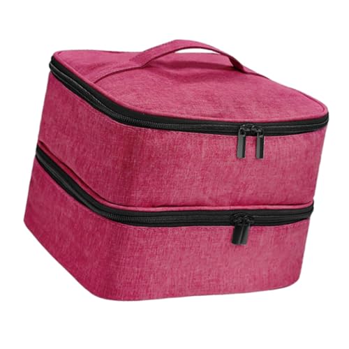 Oshhni Nagellack-Organizer-Etui, doppellagige Tragetasche, Kosmetiktasche, Aufbewahrungstasche für ätherische Öle, Nagelfeilen, Rose Rot von Oshhni