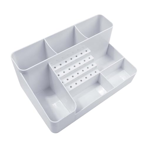 Oshhni Nails Polishing Machine Organizer Bits Storage Box für Start- oder Salon -vielseitige Hülle Leichter 28 Löcher Bohrhalter, Weiß von Oshhni