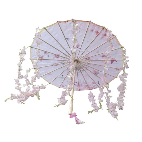 Oshhni Ölpapierschirm Handgefertigter Orientalischer Papierschirm Eine Klassische Tanz Requisite Und Sonnenschirm mit Holzgriff für Damen bei Hochzeiten, Rosa von Oshhni